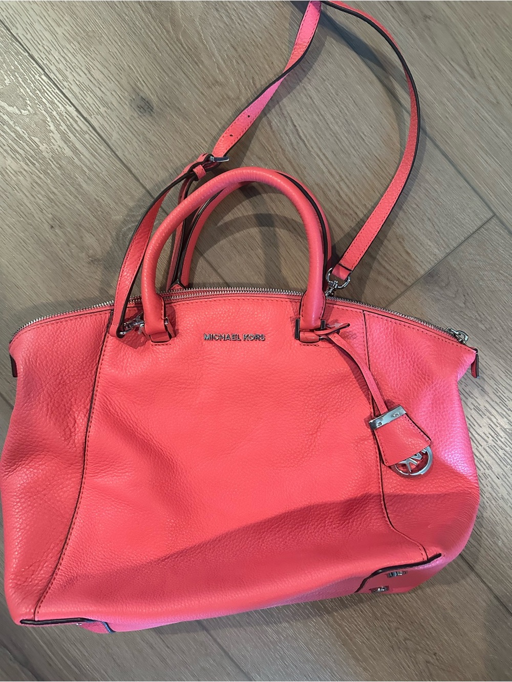 Michael Kors Coral-Pink Leather Dome Satchel